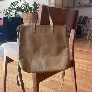 Madewell light tan mini transport crossbody bag